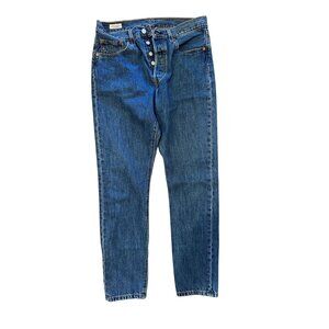 Levi's Women's 501 Skinny Denim Blue Factory Ripped Jeans Button Fly